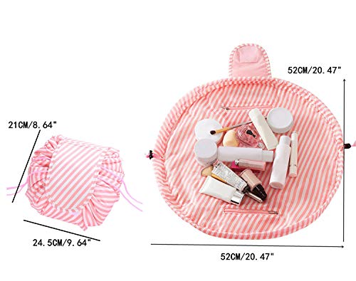 GCOA 2 Pack Bolso de Cosméticos Bolsa de Almacenamiento de Maquillaje Perezoso de Viaje de Gran Capacidad Portátil e Impermeable Paquete rápido Bolsas de Aseo duales mágicas con Cremallera y Cordones