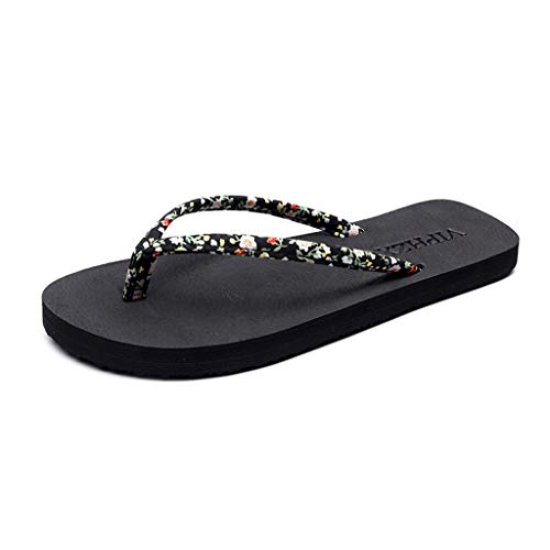 GDSSX Comfort tirón de Las Mujeres los Fracasos de Verano Plana talón Antideslizante Sandalias de la Playa Acogedor (Color : Black, Size : 38)