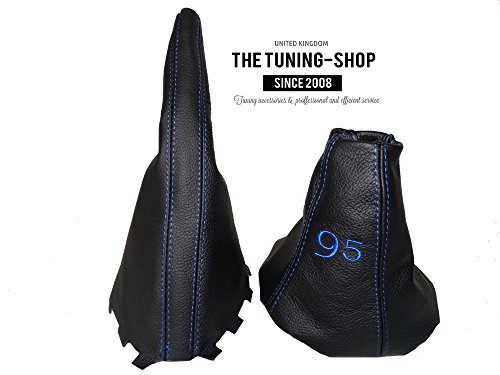 Gear y freno de mano negro piel "95 azul bordado