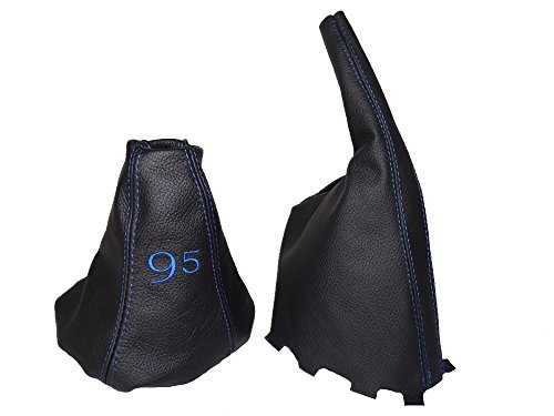 Gear y freno de mano negro piel "95 azul bordado