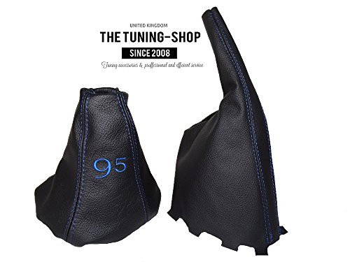 Gear y freno de mano negro piel "95 azul bordado