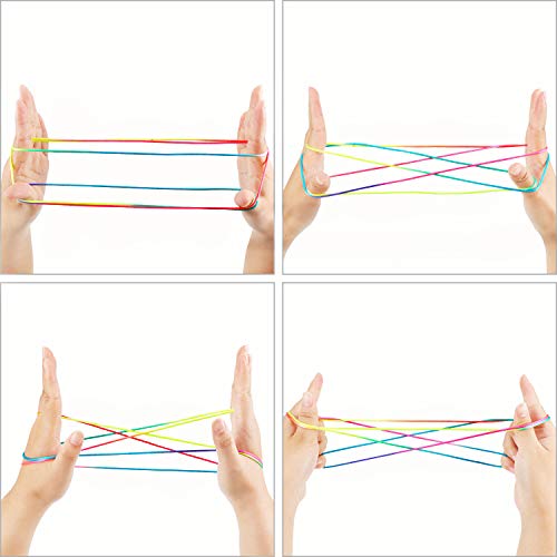 Gejoy 10 Piezas Cuerdas de Mecer de Gato Cuerda Arcoiris Cuerda de Juego de Juguete Cuerda de Mano para Suministros de Fiestas