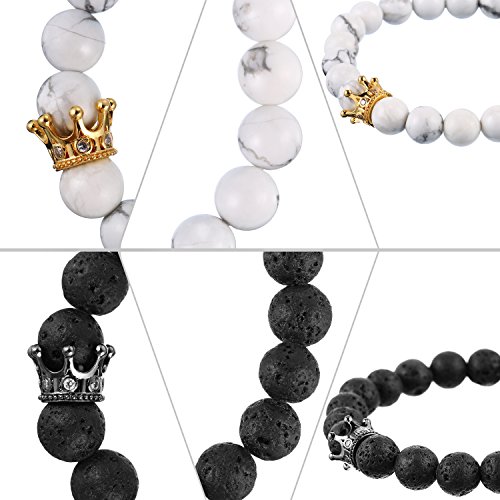 Gejoy Pulseras de Parejas de Abalorios Pulsera de Distancia Larga y Llavero de Llave para Desbloquear mi Corazón para Amantes, Amigos