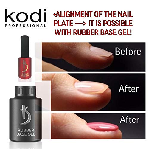 Gel base de goma Kodi para uñas - Esmalte en gel de capa base profesional - Revestimiento uniforme altamente resistente - Ideal para uñas finas, quebradizas e irregulares (35 ml)