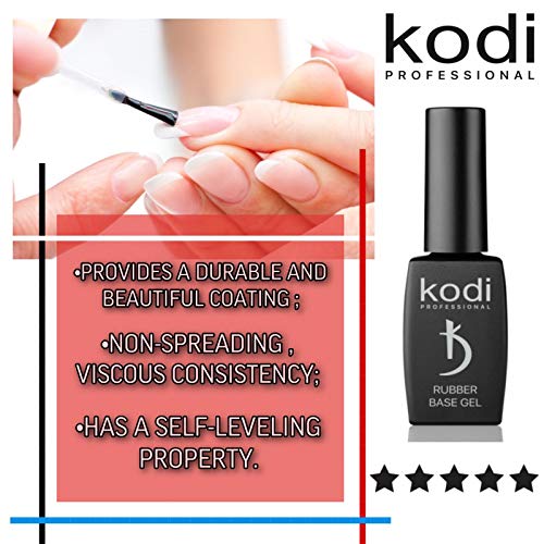 Gel base de goma Kodi para uñas - Esmalte en gel de capa base profesional - Revestimiento uniforme altamente resistente - Ideal para uñas finas, quebradizas e irregulares (35 ml)