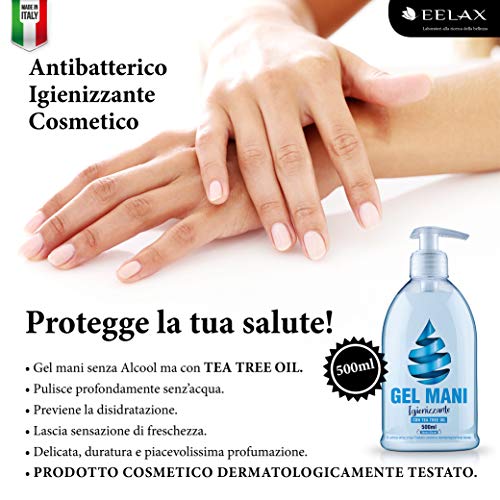 Gel cosmético antibacteriano para manos con aceite de árbol de té con aroma natural que aporta higiene y suavidad a las manos 100% Made in Italy