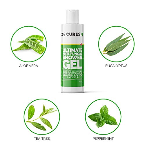 Gel de ducha antifúngico con árbol de té para hongos, picazón de jock, aftas, acné y pie de atletas