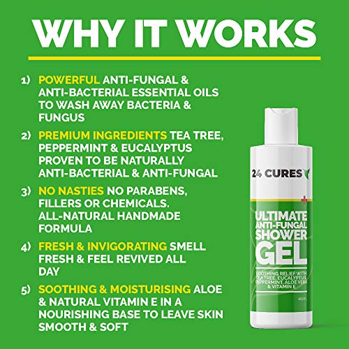 Gel de ducha antifúngico con árbol de té para hongos, picazón de jock, aftas, acné y pie de atletas