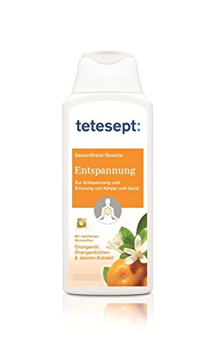 Gel de ducha Tetesept para relajación y recuperación del cuerpo y la mente. Con principios activos naturales: aceite de naranja, extracto de azahar y jazmín, aroma intenso, 250 ml.