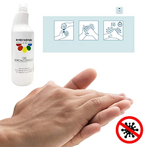 Gel hidroalcoholico manos 1 litros desinfectante de manos liquido antiseptico antibacteriano jabon antiséptico a base de alcohol ideal para dispensadores/Incluye 2 botes de 100ml para rellenado