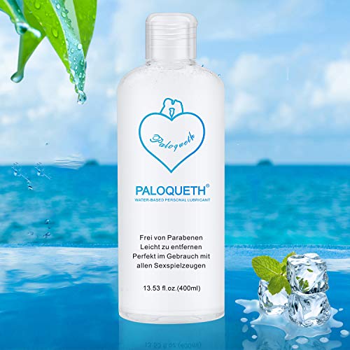 Gel Lubricante Base Agua,PALOQUETH （400ML）Gel Lubricante Íntimo Sexual a Base de Agua Natural Geles Efecto de Larga Duración Funciona con Todos los Tipos de Condones de Látex y Juguetes de Silicona