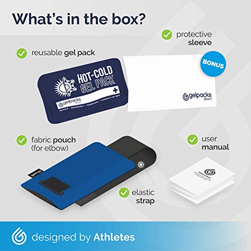 GelpacksDirect Bolsa de gel para aplicar frío y calor - Con banda de compresión - Para codo de tenista y golfista