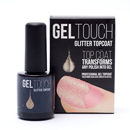 geltouch Gel Topcoat (transparente, dorado/plateado/bronce purpurina 8 ml) en un Transforma Cualquier esmalte de uñas gel Manicura - Home