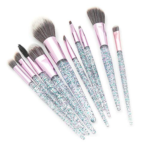 Generies 10Pcs Rhinestone Crystal Glitter Pinceles De Maquillaje Set Professional Pinceles De Base Corrector De Mezcla Pincel De Maquillaje Set Cosmético