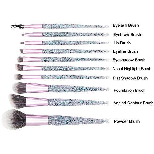 Generies 10Pcs Rhinestone Crystal Glitter Pinceles De Maquillaje Set Professional Pinceles De Base Corrector De Mezcla Pincel De Maquillaje Set Cosmético