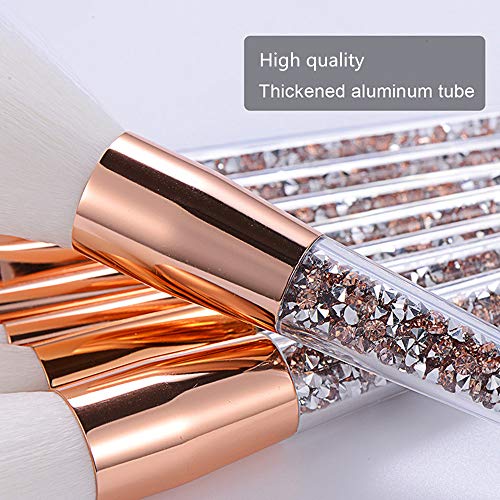 Generies 8Pcs / Set Glitter Diamond Crystal Handle Pinceles De Maquillaje Set Cosmetics Powder Foundation Highlighter Eyeshadow Eyebrow Face Make Up Brush