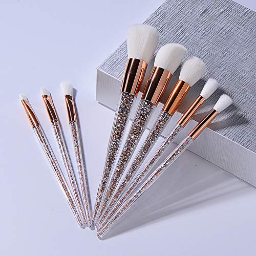 Generies 8Pcs / Set Glitter Diamond Crystal Handle Pinceles De Maquillaje Set Cosmetics Powder Foundation Highlighter Eyeshadow Eyebrow Face Make Up Brush