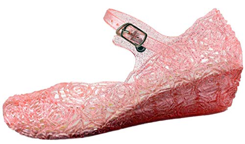 GenialES Disfraz Sandalias de Vestido con Tacón Plástico para Cumpleaños Carnaval Fiesta Cosplay Halloween Niña Rosa CN30/EU28/175