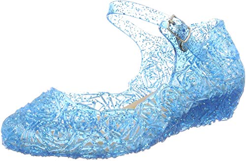 GenialES Disfraz Sandalias de Vestido con Tacón Plástico Princesa Queen Azul para Cumpleaños Carnaval Fiesta Cosplay Halloween Niña EU30/175