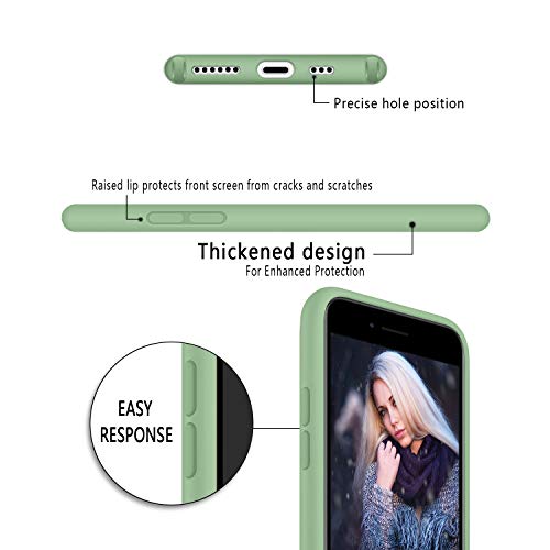 Genrics Funda con Cuerda para iPhone 8/ iPhone 7/ iPhone SE 2020, Carcasa de Silicona Líquida, Case con Correa Colgante Ajustable Collar Correa de Cuello Cadena Cordón, Verde