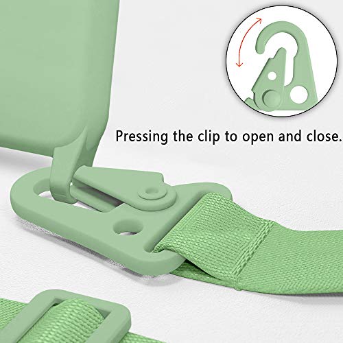 Genrics Funda con Cuerda para iPhone 8/ iPhone 7/ iPhone SE 2020, Carcasa de Silicona Líquida, Case con Correa Colgante Ajustable Collar Correa de Cuello Cadena Cordón, Verde