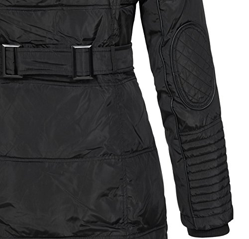 Geographical Norway Belissima - Chaqueta de invierno para mujer con capucha de piel XL negro S