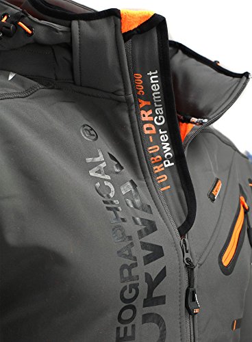 Geographical Norway - Chaqueta Rainman Turbo-Dry para hombre con tejido softshell y capucha gris oscuro M
