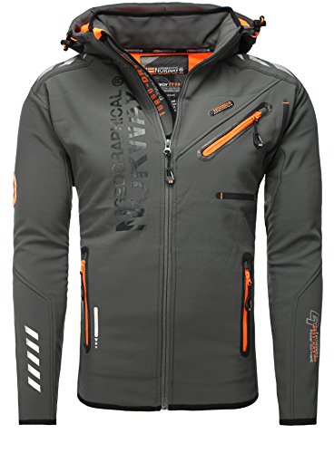 Geographical Norway - Chaqueta Rainman Turbo-Dry para hombre con tejido softshell y capucha gris oscuro M