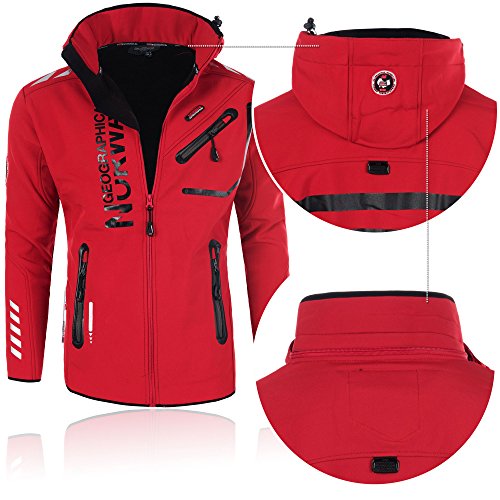 Geographical Norway - Chaqueta Rainman Turbo-Dry para hombre con tejido softshell y capucha rojo M