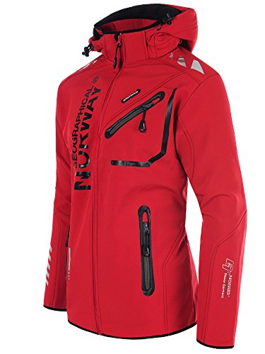 Geographical Norway - Chaqueta Rainman Turbo-Dry para hombre con tejido softshell y capucha rojo M