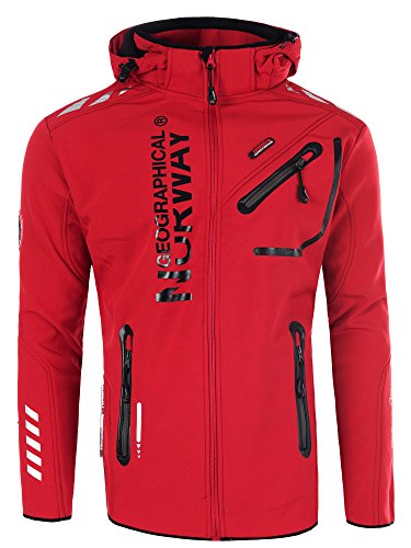 Geographical Norway - Chaqueta Rainman Turbo-Dry para hombre con tejido softshell y capucha rojo M