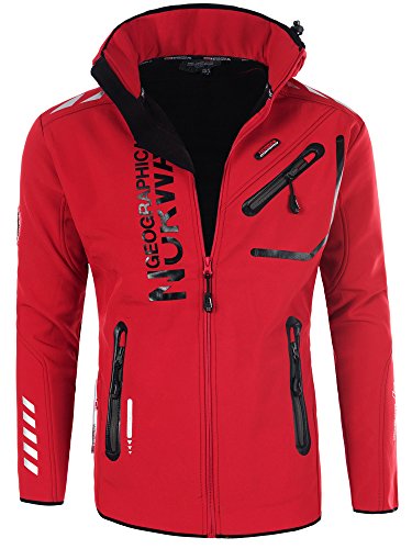 Geographical Norway - Chaqueta Rainman Turbo-Dry para hombre con tejido softshell y capucha rojo M