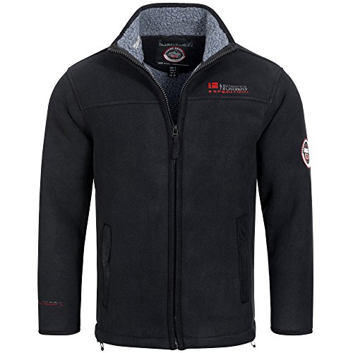 Geographical Norway ULMAIRE - Chaqueta de forro polar para hombre, forro polar cálido, forro de peluche, talla S-XXXL Negro M