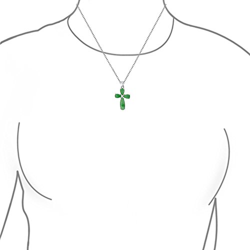 Geométrico simple moderno teñido verde jade cruz colgante collar para las mujeres para adolescente 925 plata de ley con cadena