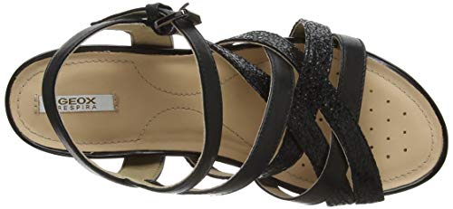 Geox D DOROTHA C, Sandalias con Punta Abierta para Mujer, Black C9999, 38 EU