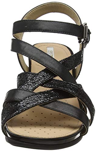 Geox D DOROTHA C, Sandalias con Punta Abierta para Mujer, Black C9999, 38 EU