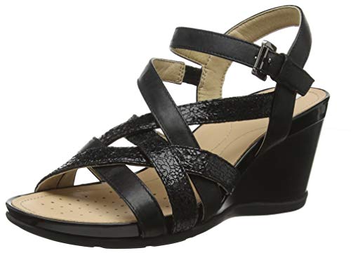 Geox D DOROTHA C, Sandalias con Punta Abierta para Mujer, Black C9999, 38 EU