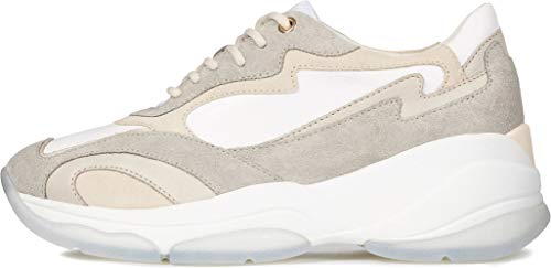Geox D KIRYA B, Zapatillas para Mujer, Beige (White/Lt Taupe C1zh6), 38 EU