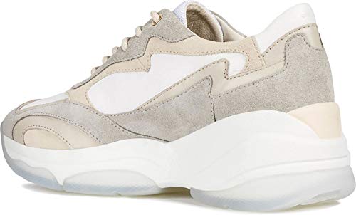 Geox D KIRYA B, Zapatillas para Mujer, Beige (White/Lt Taupe C1zh6), 38 EU