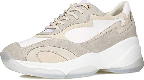 Geox D KIRYA B, Zapatillas para Mujer, Beige (White/Lt Taupe C1zh6), 38 EU