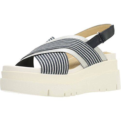 Geox D RADWA A, Sandalias con Plataforma Plana para Mujer, Azul (Navy/White), 37 EU