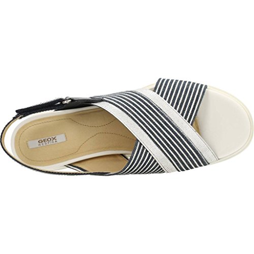 Geox D RADWA A, Sandalias con Plataforma Plana para Mujer, Azul (Navy/White), 37 EU