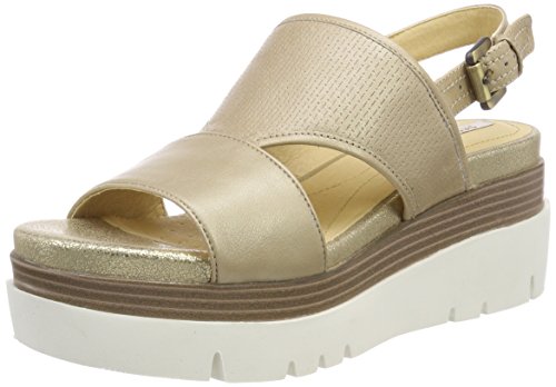 Geox D RADWA B, Sandalias con Plataforma Plana para Mujer, Beige (Lt Taupe), 39.5 EU