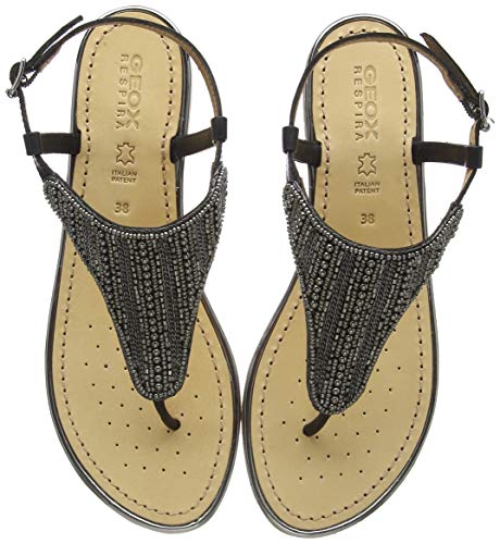 Geox D Sandal Hiver A, Sandalias con Punta Abierta para Mujer, Negro (Black C9999), 39 EU