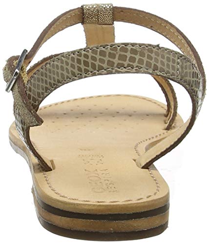 Geox D Sozy E, Sandalias con Punta Abierta para Mujer, Lt Taupe/Champagne Ch6b5, 38 EU