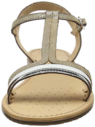 Geox D Sozy E, Sandalias con Punta Abierta para Mujer, Lt Taupe/Champagne Ch6b5, 38 EU