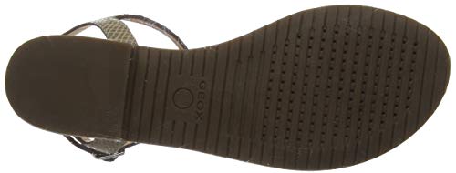 Geox D Sozy E, Sandalias con Punta Abierta para Mujer, Lt Taupe/Champagne Ch6b5, 38 EU