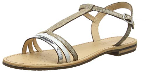 Geox D Sozy E, Sandalias con Punta Abierta para Mujer, Lt Taupe/Champagne Ch6b5, 38 EU