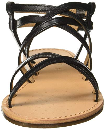 Geox D Sozy L, Sandalias con Punta Abierta para Mujer, Black/Gun C9b1g, 40 EU