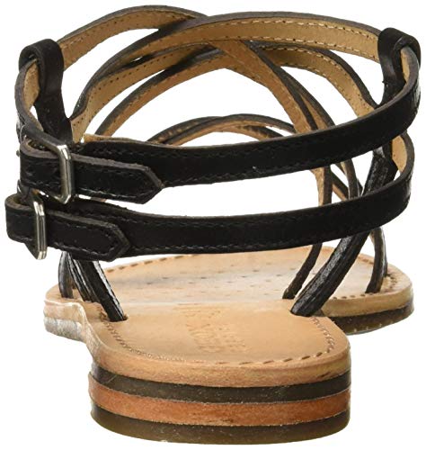 Geox D Sozy L, Sandalias con Punta Abierta para Mujer, Black/Gun C9b1g, 40 EU